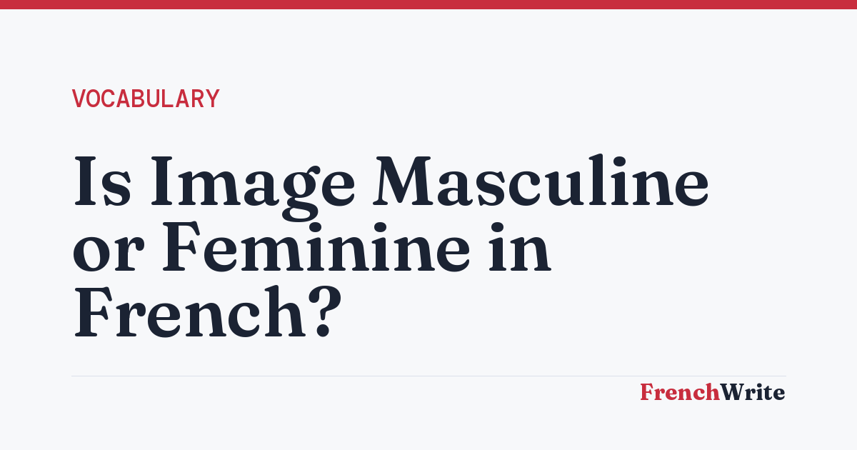 Is Image Masculine or Feminine in French?