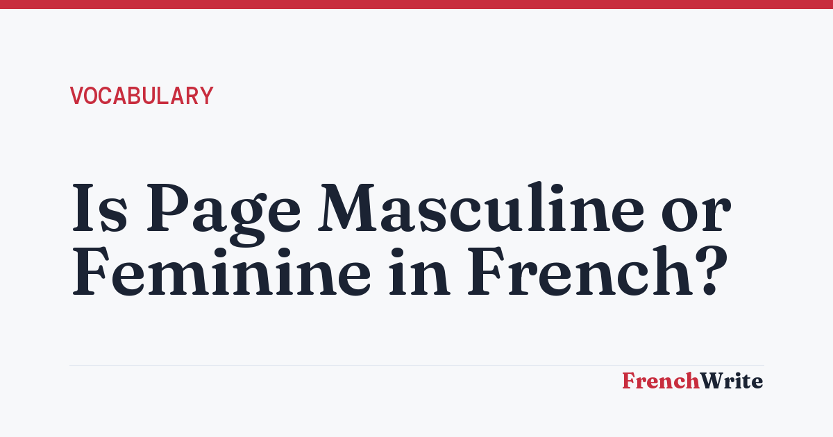 Is Page Masculine or Feminine in French?