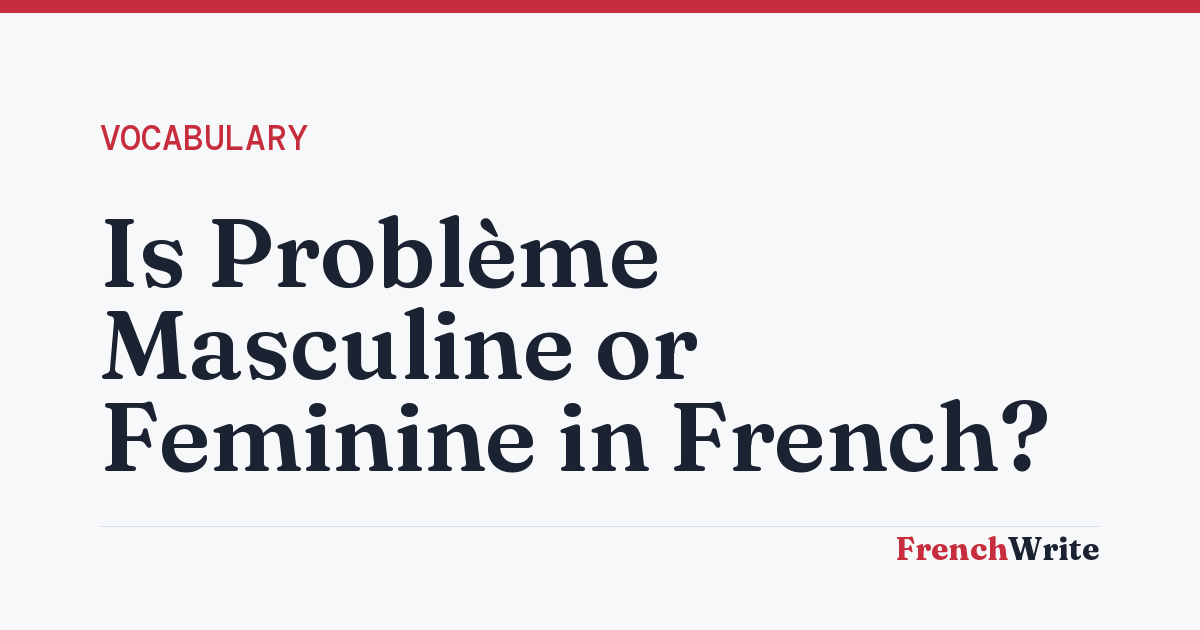 Is Problème Masculine or Feminine in French?