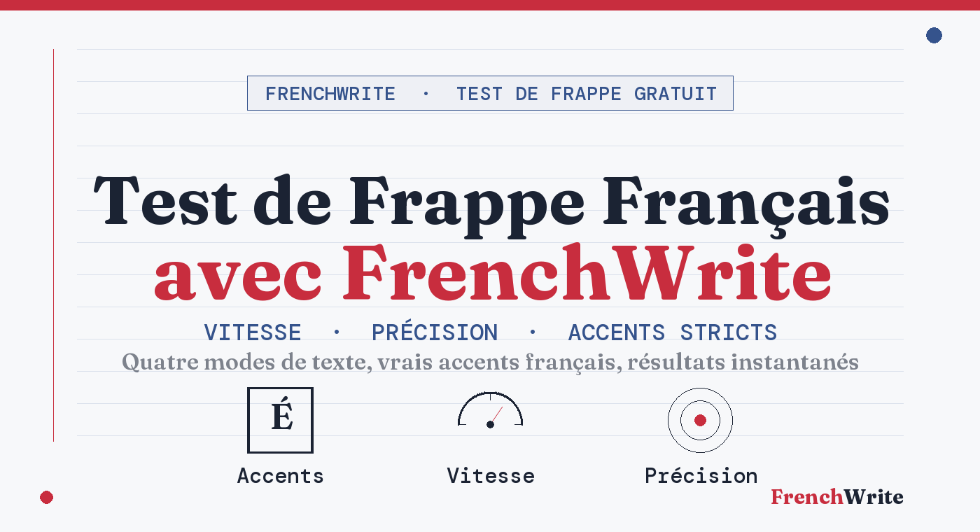 Test de Frappe Français avec FrenchWrite — vitesse, précision et accents stricts
